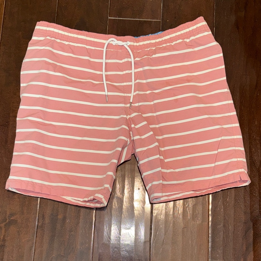 Bonobos Salamander Pink and White Striped Shorts